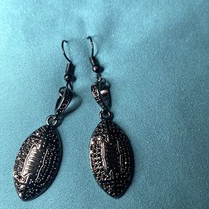 Black crystal footballs earrings very sparkly